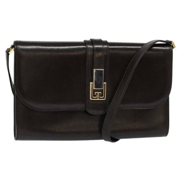 GUCCI Shoulder Bag Leather Brown Gold Silver Auth KD536 - Picture 1 of 14